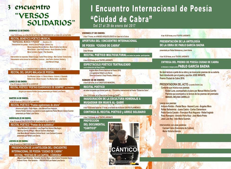 III encuentro Versos Solidarios y permio de poesia Ciudad de Cabra.